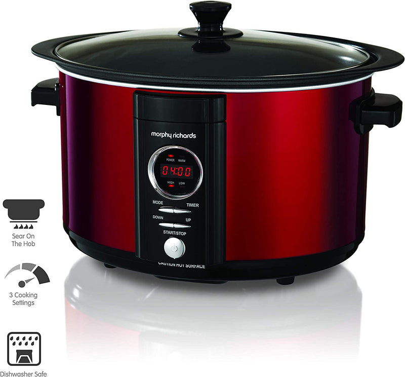 Morphy Richards Sear and Stew Digital Slow Cooker 6.5L 461012 Red Slowcooker