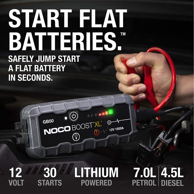 NOCO Boost XL GB50 1500A 12V 35Wh UltraSafe Portable Lithium Jump Starter, Car Battery Booster & Jump Leads for 7.0 L Petrol and 4.5 L Diesel Engines