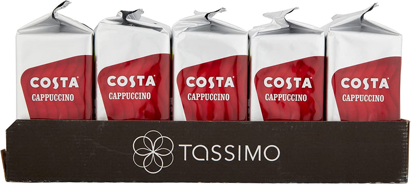 Tassimo Costa Cappuccino Coffee Pods (Pack of 5, Total of 80 Coffee Capsules)