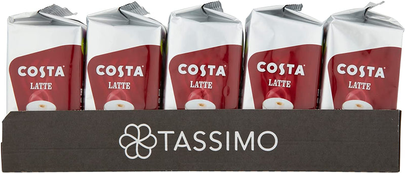 Tassimo Costa Latte Coffee Pods (Pack of 5, Total of 40 Servings)