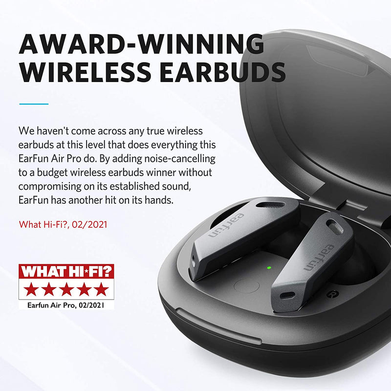 EarFun Air Pro Active Noise Cancelling Earbuds, Wireless Bluetooth Earphones with 6 Mics ENC Clear Call, Fast USB-C Charge, 32Hrs, Deep Bass