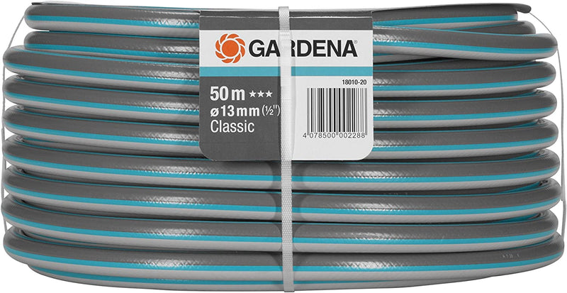 GARDENA Classic Hose, 13 mm (1/2 Inch), 50 m, Universal garden hose of robust cross-weave, 22 bar burst pressure, UV resistant (18010-20)
