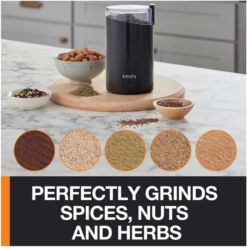 Krups Coffee mill F203438 Electric, Coffee, Nuts and spice grinder, One touch button, Black [Energy Class A]