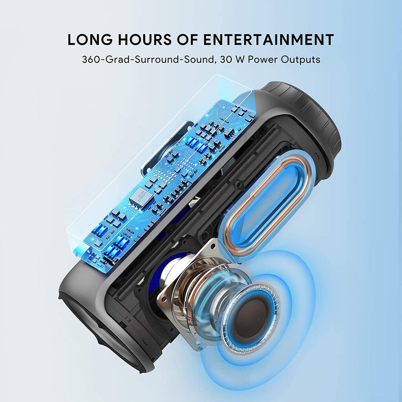 Zamkol Portable Wireless Bluetooth Speaker with 30W Stereo Sound Enhanced Bass