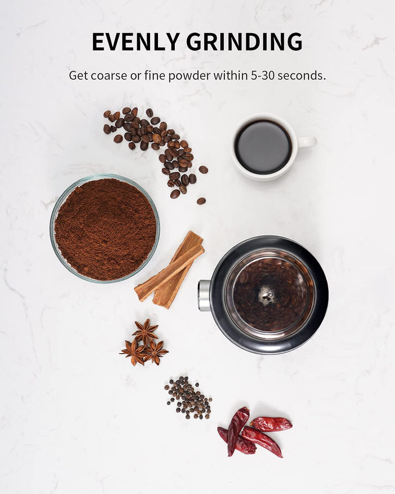SHARDOR Coffee Grinder Electric, Removable Stainless Steel Cup, 25000rpm Powerful Grinder for Dried Spice, Pepper, Grain, Coffee Bean, Nuts