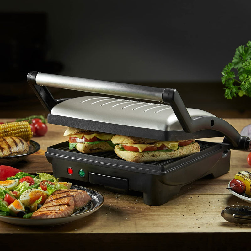 George Foreman 26250 Flexe Electric Grill-Flat Open Griddle, Panini Press and Sandwich Maker, White Gold, 1800 W