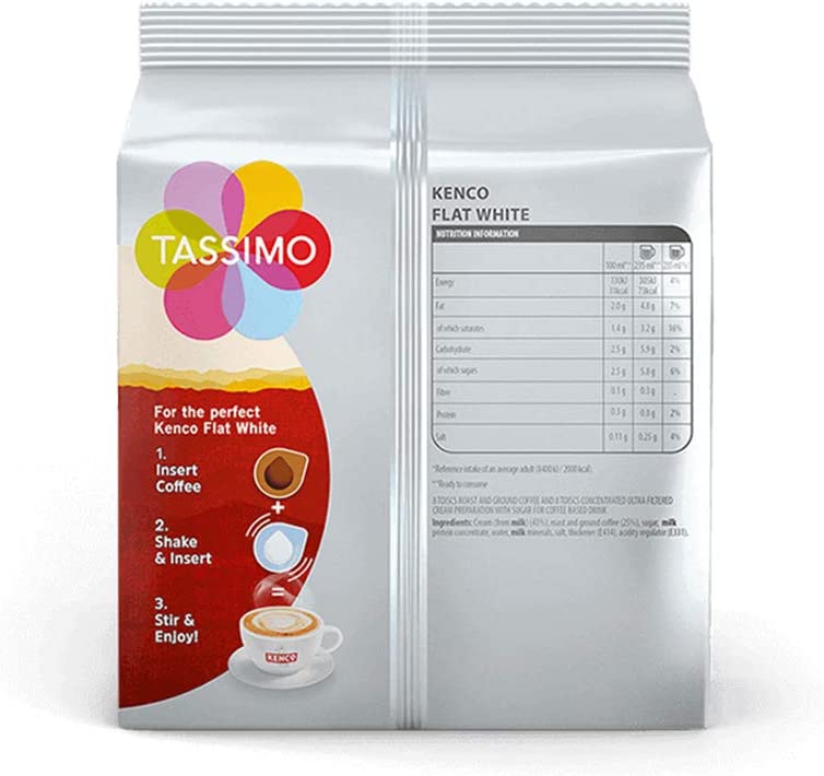 Tassimo Kenco Flat White Coffee Pods - 10 Packs (80 Drinks)