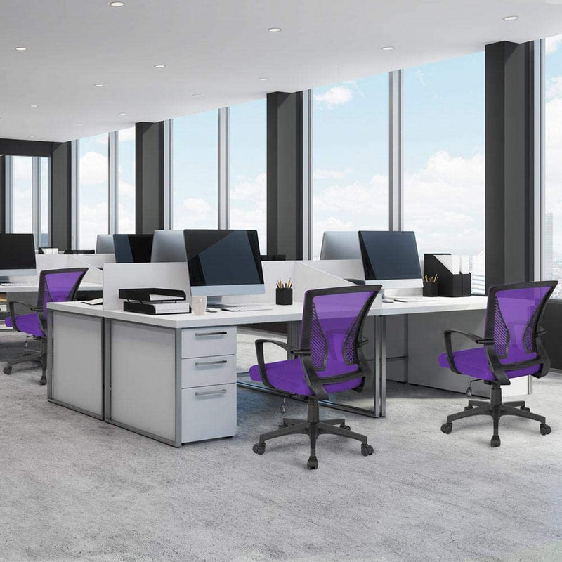 Yaheetech Adjustable Office Chair Ergonomic Executive Mesh Swivel Comfy Work Desk Computer Chair with Arms/Height Adjustable Purple