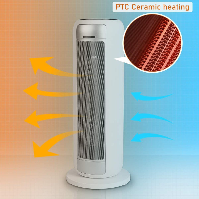 Portable heater with Cool air, warm air(1100W) and heat air(2000W) is ideal for year round use