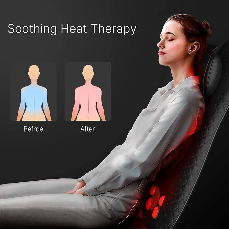 RENPHO Back Massager with Heat, Shiatsu Massage Chair, Full Back Massager Deep Tissue Kneading, Massager Seat Vibration, Height Adjustable use at Home