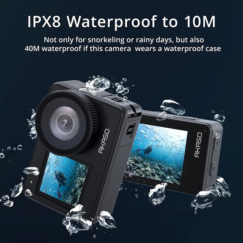 AKASO Brave 7 Pro Action Camera, IPX8 Waterproof Native 4K 20MP WiFi Cam with Touch Screen EIS 2.0 Zoom Support External Mic Voice Control Vlog