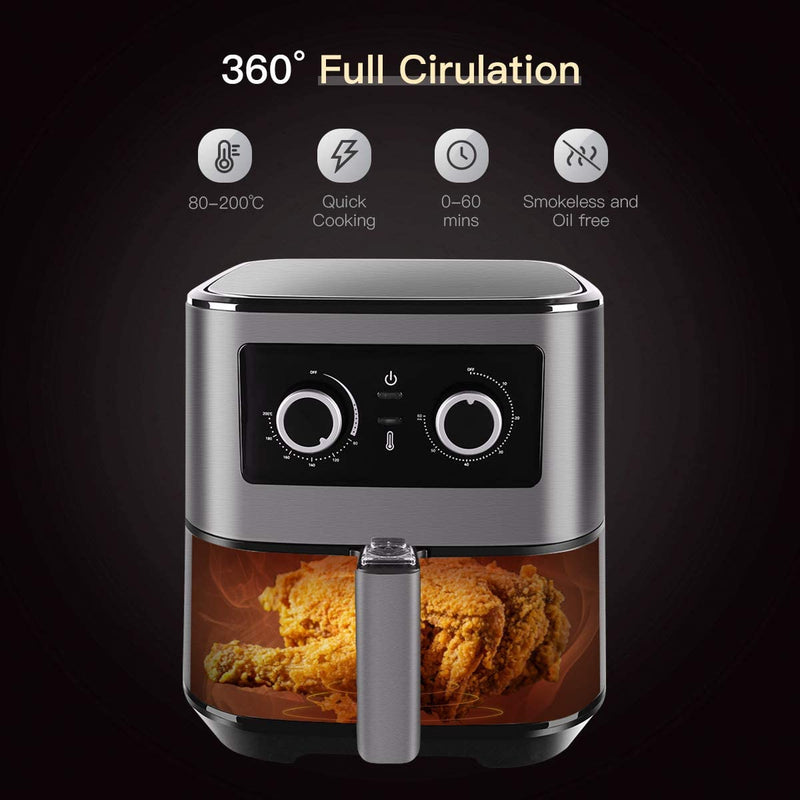 Uten 5.5L Air Fryer Oven for Home Use, 1700W with Rapid Air Technology for Healthy Oil Free & Low Fat Cooking , Baking and Grilling with Recipe