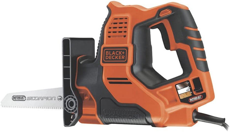 BLACK+DECKER 500 W Autoselect Scorpion-Powered Electric Saw Jigsaw and Prune with Kitbox, 3 Blades, 23mm Stroke Length, RS890K-GB