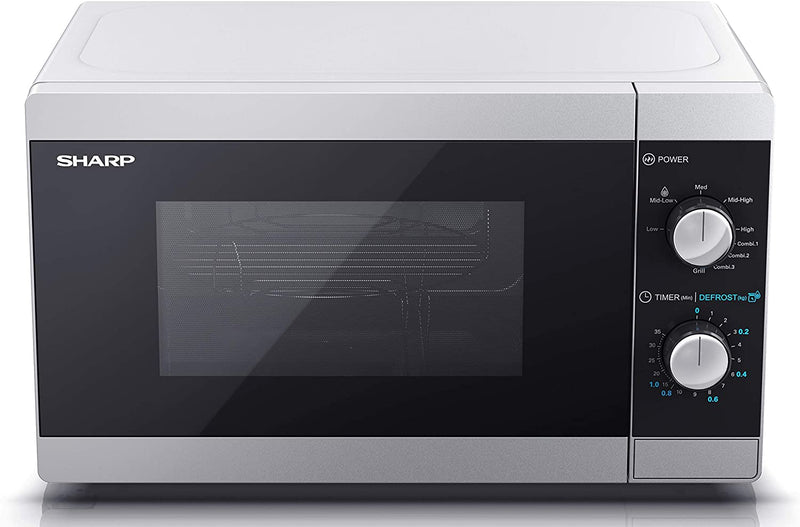 SHARP YC-MG01U-S 800W Microwave with 20 L Capacity, 1000W Grill & Defrost Function – Silver