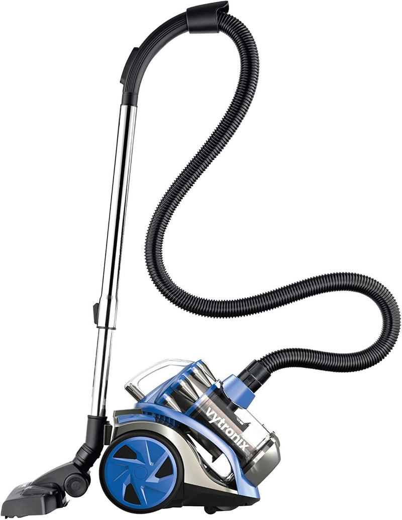 The 5m cord is perfect for cleaning hard to reach areas and the innovative cyclonic technology allows air to be filtered and dust particles trapped. The easy-to-use on/off pedal can be conveniently reached with your foot thanks to the bagless technology. Easily empty the vacuum cleaner with the large 2 litre dust container.