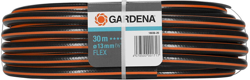 GARDENA Comfort FLEX Hose, 13 mm (1/2 Inch), 30 m, Flexible garden hose, Power Grip Profile, spiral mesh textile, 25 bar burst pressure (18036-20)