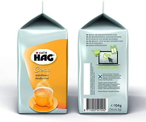 Tassimo Cafe HAG Crema Decaffeinated Coffee Pods - 10 Pack (160 Drinks)
