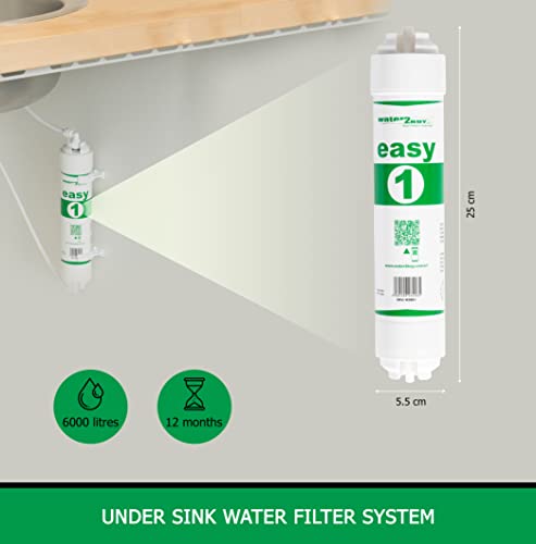 Water2Buy Easy1 Water Filter System, provide 6000L (1300 Imp. Gal) of clean water for 6-12 months, NSF/FDS/ISO 9001 & 14001 Certified, Under Sink Water Filter tap Easy DIY Kit Model: W2BE1B