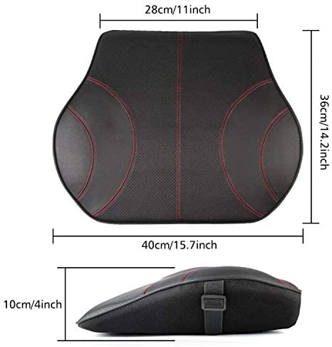 KOYOSO Car Lumbar Support Cushion, Back Support Pillow Leather Memory Foam for Car Home Office - Black