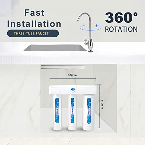 Paragon Under Sink Water Filter System, 3 Stages Drinking Water Filter, Water Purifier with 0.01 Micron Ultrafiltration Cartridge, Remove 99.99% Lead, Chlorine, Rust, Bad Taste