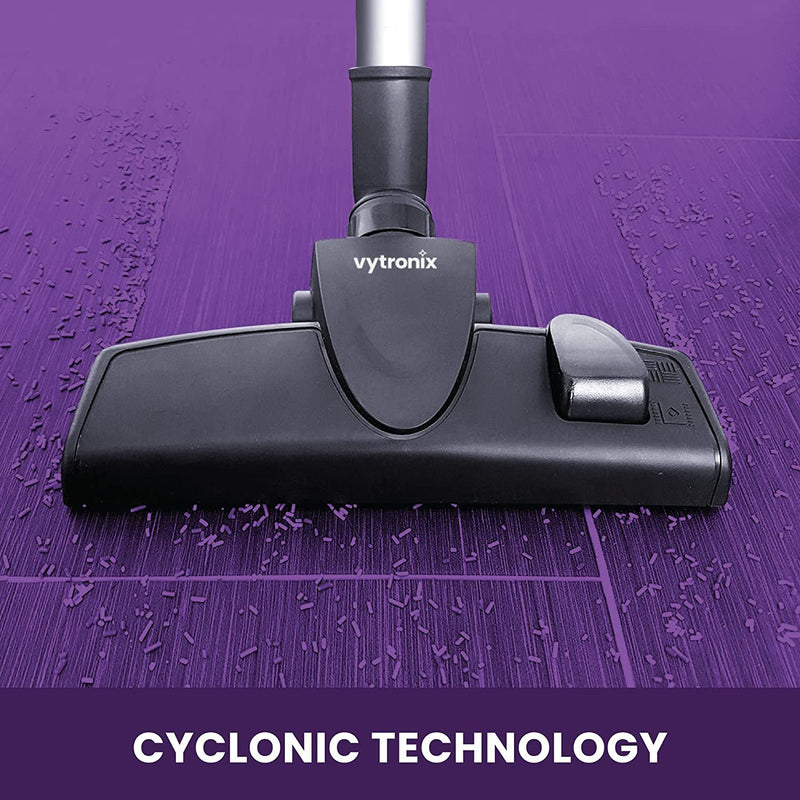 High power cleaning With plenty of cleaning power, you can be sure that you’re picking up even the most invisible dust and dirt particles. The cyclonic technology helps eliminate dust particles so they’re not re-circulated around the home