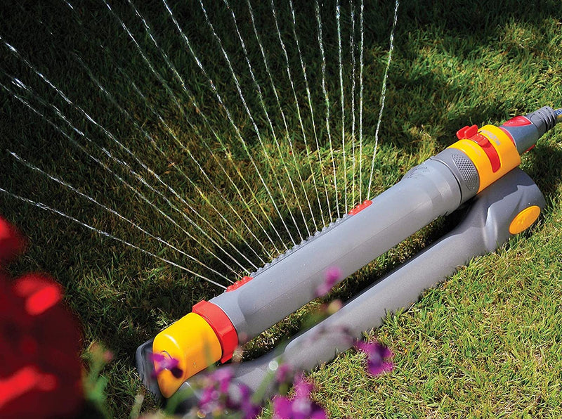 Hozelock 2986P0000 Pro Aquastorm Rectangular Sprinkler for 200m², Grey/Yellow, 50x40x30 cm
