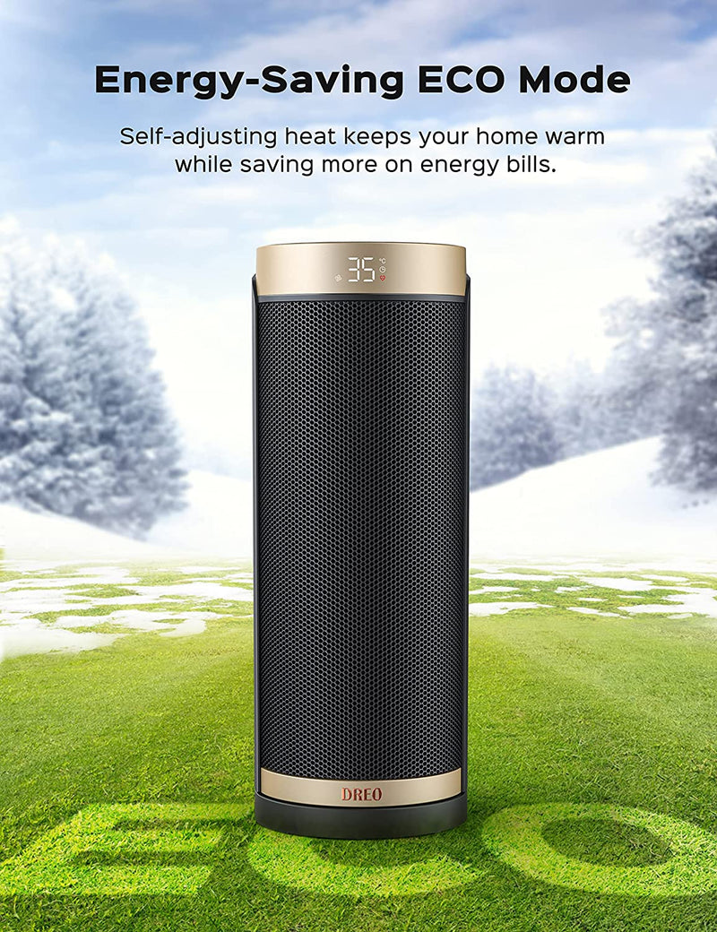 Dreo Space Heater Solaris Slim H3, 1800W Fast Heating 70° Oscillating Ceramic Portable Electric Heater with Thermostat, Remote,  Tip-Over Protection