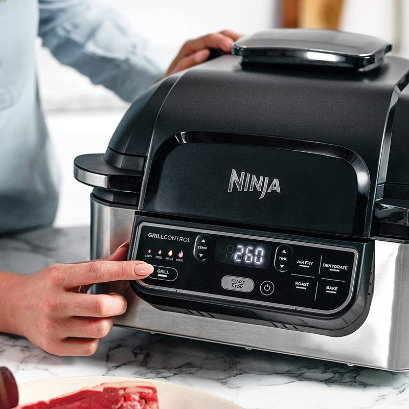 Ninja Foodi Health Grill and Air Fryer [AG301UK] 5.7 Litres, Brushed Steel and Black