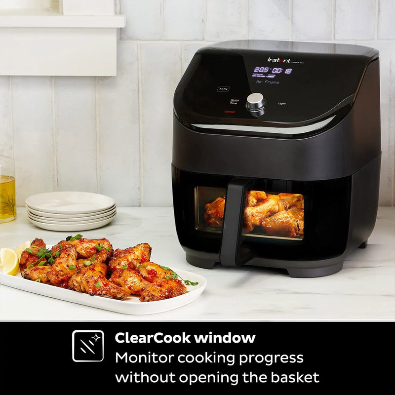 Instant Pot Vortex Plus with Clear Window - 5.7L Digital Health Air Fryer, Black, 6-in-1 Preset Air Fry, Bake, Roast, Grill, Dehydrate, Reheat, 1700W