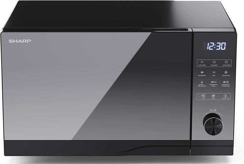 SHARP YC-GC52BU-B 25 Litre 900W Black Flatbed Microwave with 1200 W Grill & 2050 W Convection Oven, 11 Power Levels, 14 Auto Presets, Combi Cooker