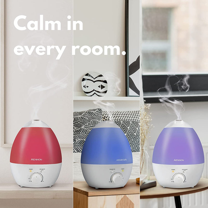 AENNON Ultrasonic Cool Mist Humidifier for Bedroom (2.8L) Quiet Air Humidifiers for Home