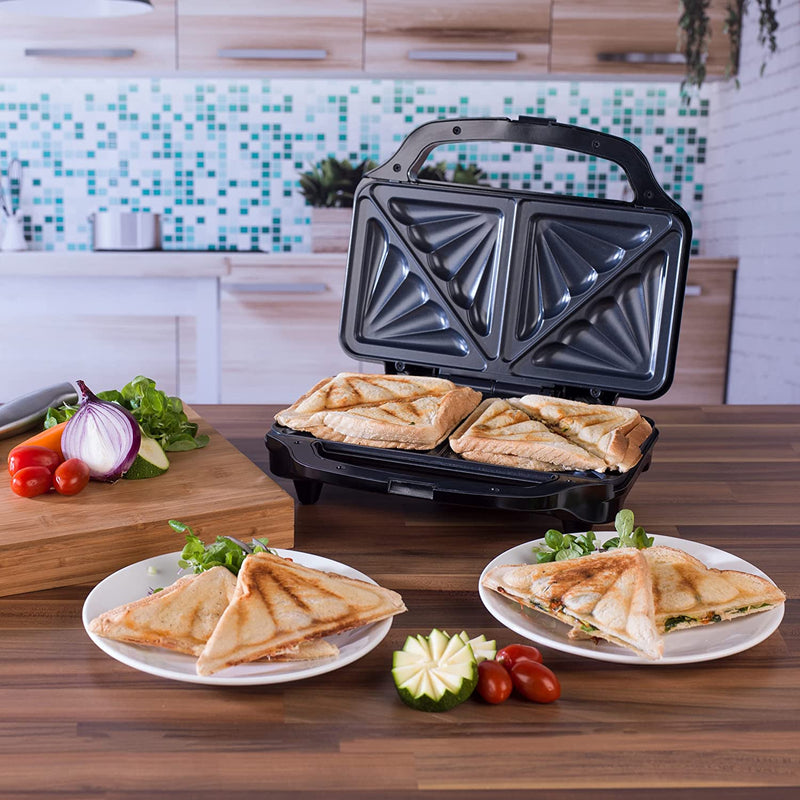 Salter XL 4-in-1 Snack Maker, Interchangeable Non-Stick Cooking Plates, Panini Press, Electric Omelette Cooker, Waffle, Toastie Sandwich Toaster
