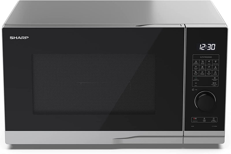 SHARP YC-PG254AU-S 25 Litre 900W Microwave Oven with 1000W Grill Cooker, 10 Power Levels, 12 Auto Cook Programmes, LED Cavity Light, Easy Clean