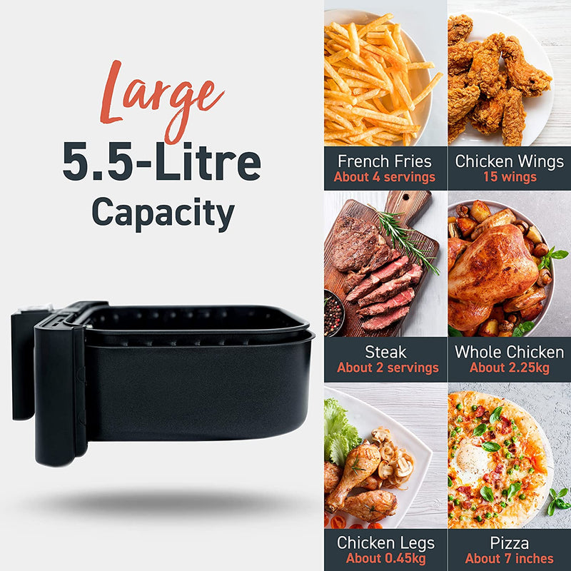COSORI Air Fryer 5.5L with 30 Recipes Cookbook, Dual Knob Control, 60 Minute Timer&Temperature, Nonstick Basket for Oil Free or Low Fat Cooking, 1700W