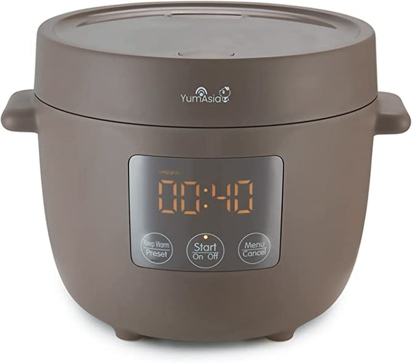 Yum Asia Tsuki Mini Rice Cooker with Shinsei Ceramic Bowl (2.5 cups, 0.45 litre) 5 Rice Cooking Functions, 2 Multicooker Functions, Grey