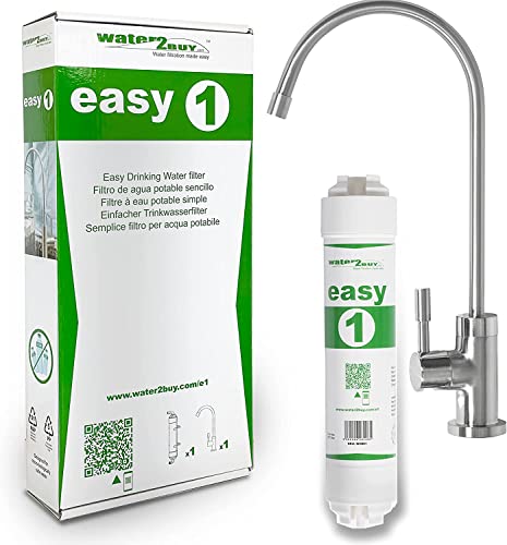 Water2Buy Easy1 Water Filter System, provide 6000L (1300 Imp. Gal) of clean water for 6-12 months, NSF/FDS/ISO 9001 & 14001 Certified, Under Sink Water Filter tap Easy DIY Kit Model: W2BE1B