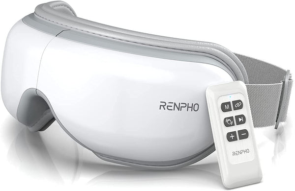 RENPHO Eye Massager with Remote Control & Heat, Compression, Wireless Music Rechargeable Eye Heat Massager for Relax and Reduce Eye Strain