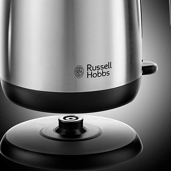 Russell Hobbs 23910 Adventure Brushed Stainless Steel Electric Kettle, Open Handle, 3000 W, 1.7 Litre, Brushed Steel [Energy Class A]