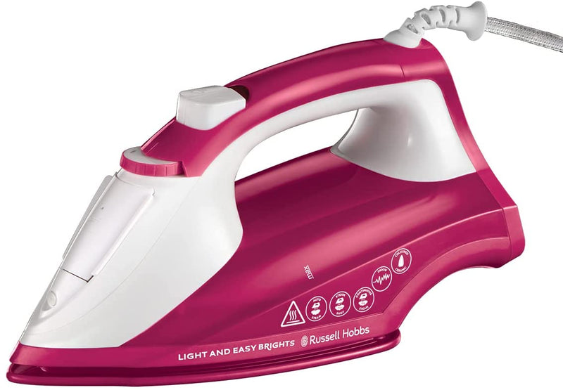 Russell Hobbs 26480 Light and Easy Brights Steam Iron with 2x More Durable Soleplate, 115 Gram Steam Shot and 35 Gram Continuous Steam, Berry