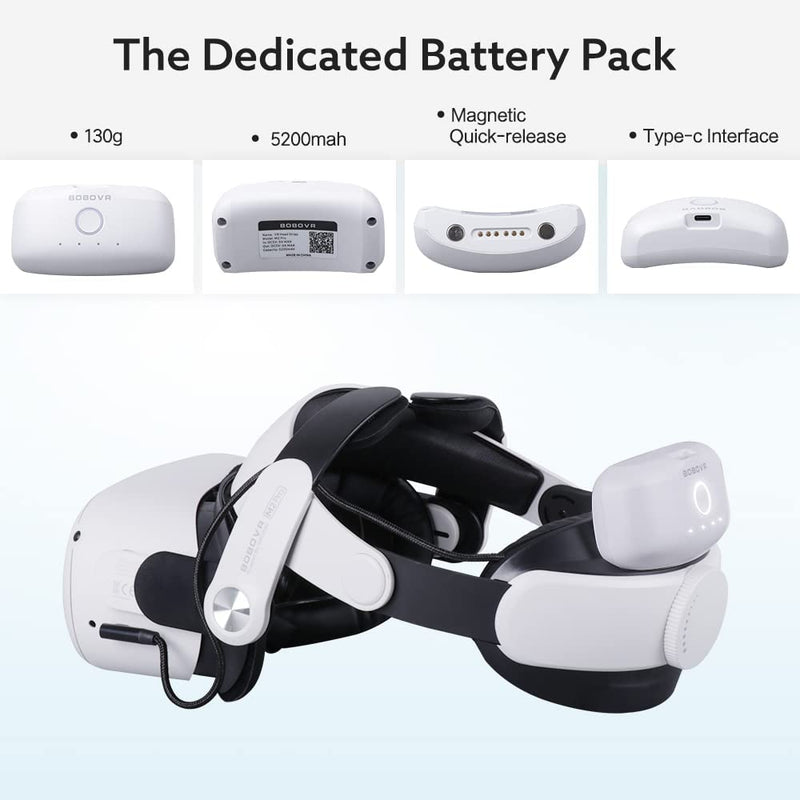 BOBOVR M2 Pro Strap with Battery Pack Replacement Power Bank for Oculus Meta Quest 2 Elite