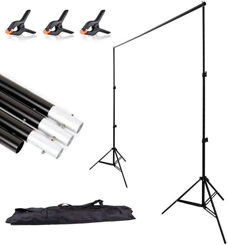 BEJOHU 2x3m/ 6.5ft x 10ft Adjustable Portable Photo Studio Backdrop Background Support System Stand 2x 2m Light Stands + 4 Crossbar + Carry Case