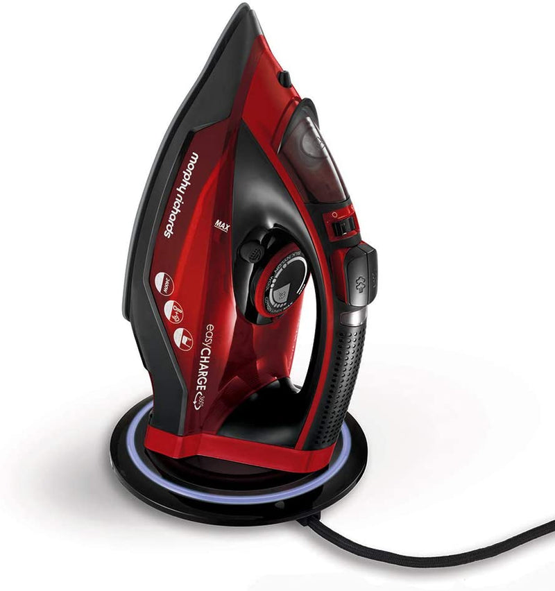 Morphy Richards 303250 Cordless Steam Iron easyCHARGE 360 Cord-Free, 2400 W, Red/Black