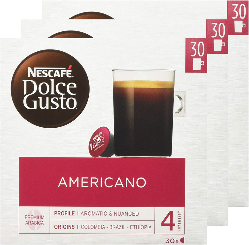 Nescafe Dolce Gusto Café Americano Coffee Pods (Pack of 3, Total 90 Capsules)