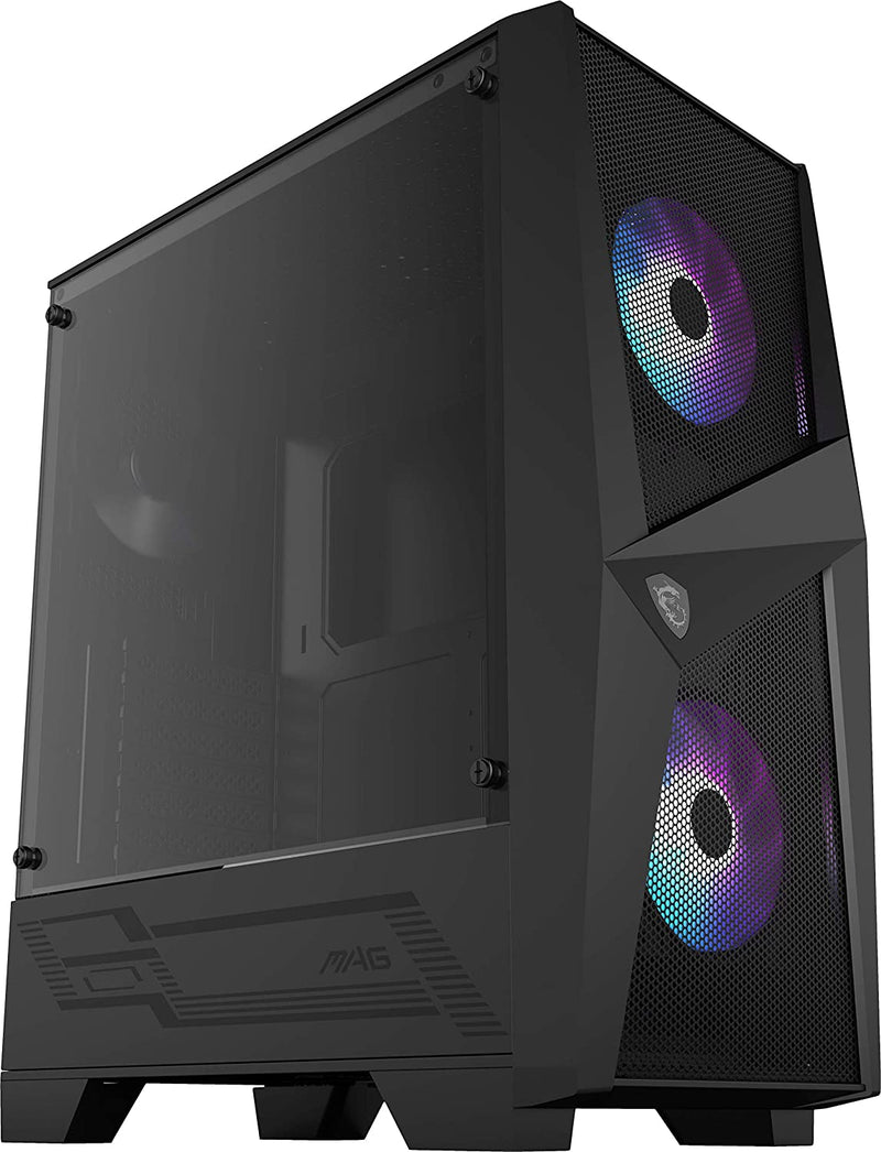 MSI MAG FORGE 100R Mid Tower Gaming Computer Case (Black, 2x 120mm ARGB PWM Fan, 1x 120mm Fan, 1-6 ARGB Hub, Tempered Glass, MSI Center, ATX)