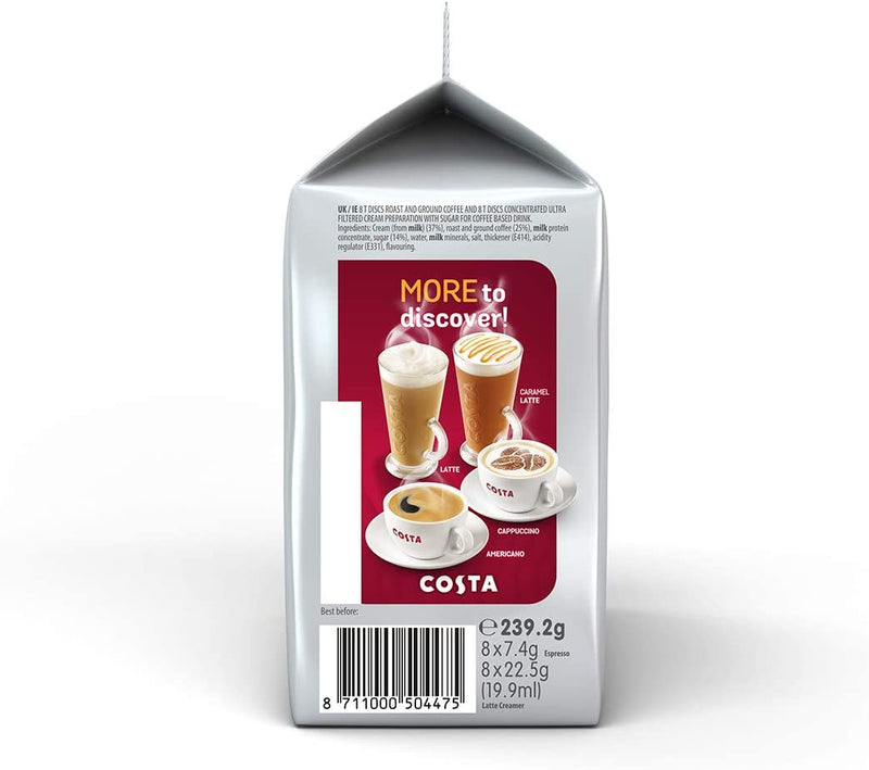 Tassimo Costa Latte Coffee Pods - 10 Packs (80 Drinks)