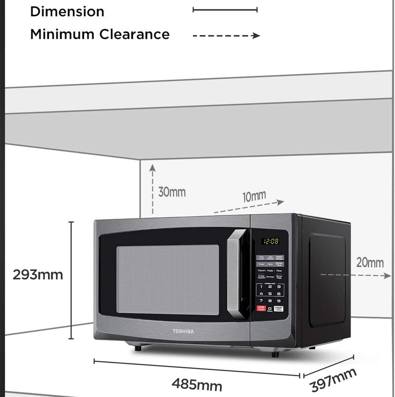 Toshiba 800w 23L Microwave Oven with Digital Display, Auto Defrost, One-touch Express Cook with 6 Cooking Presets, and Easy Clean - ML-EM23P(BS)