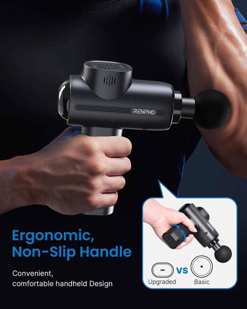 RENPHO Massage Gun, 2022 Deep Tissue Muscle Massage Gun, 3200rpm Motor Massager with 2500mAh Battery and Portable Case, for Home Office Workout, Black