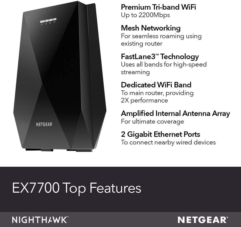 NETGEAR WiFi Booster Range Extender WiFi Extender Booster Repeater Internet Booster AC2200 (EX7700)
