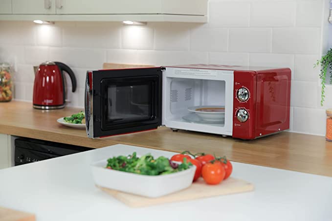 Russell Hobbs RHMM701R 17 Litre 700 W Red Solo Manual Microwave with 5 Power Levels, Ringer & Timer, Defrost Setting, Easy Clean