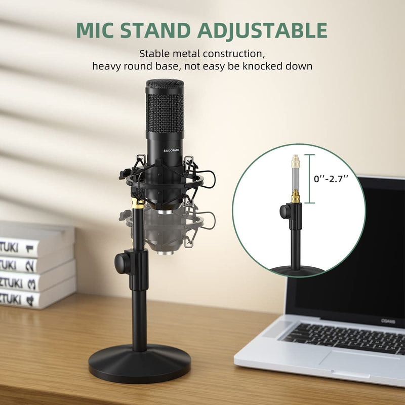 SUDOTACK Professional USB Podcast PC Microphone, 192KHZ/24Bit Studio Cardioid Condenser Mic Kit with Desktop Stand Shock Mount Pop Filter (ST810)